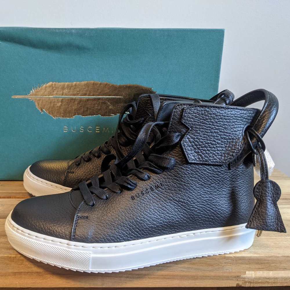 Buscemi Womens 125MM Black/White Leather High Top Sneakers US 7 EU 37 BNIB